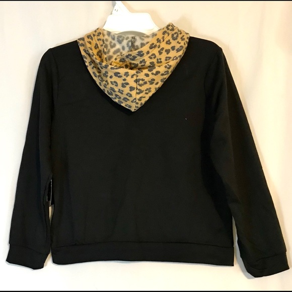 NWT Girls Black and Animal Print Sweatsuit- size 8 - Picture 7 of 12